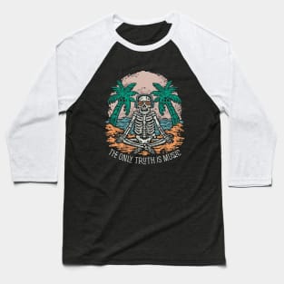 Meditating skeleton vintage hand drawn Baseball T-Shirt